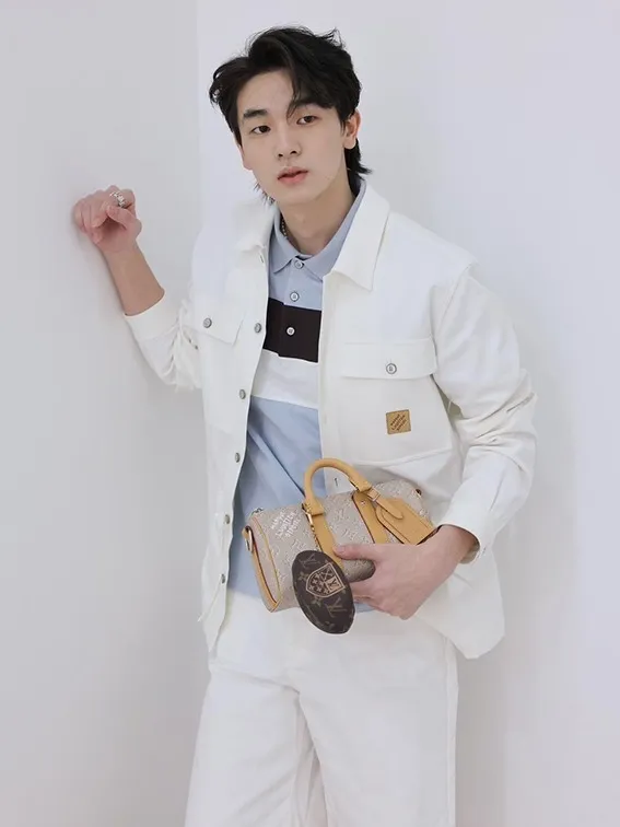 Louis Vuitton/Louis Vuitton leather label printed shirt jacket